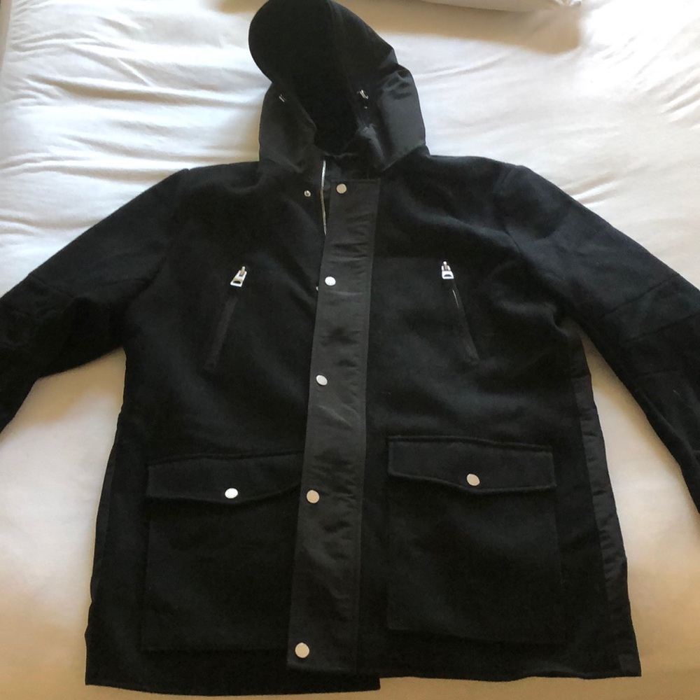 Black Rivet Black Jacket w/ Zipper and faux fur XL